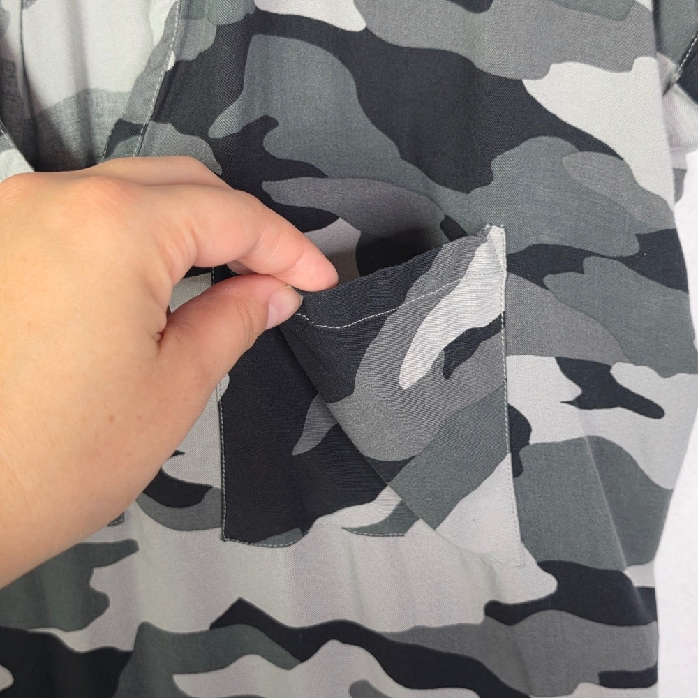 Rock & Republic Womens Size XXL Gray Black Camo Shirt Dress Streetwear - Picture 8 of 10